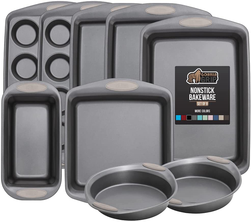 Avelena | Multipack Gorilla Grip Backutensilien Sets, Antihaft, Schwerlast Carbonstahl