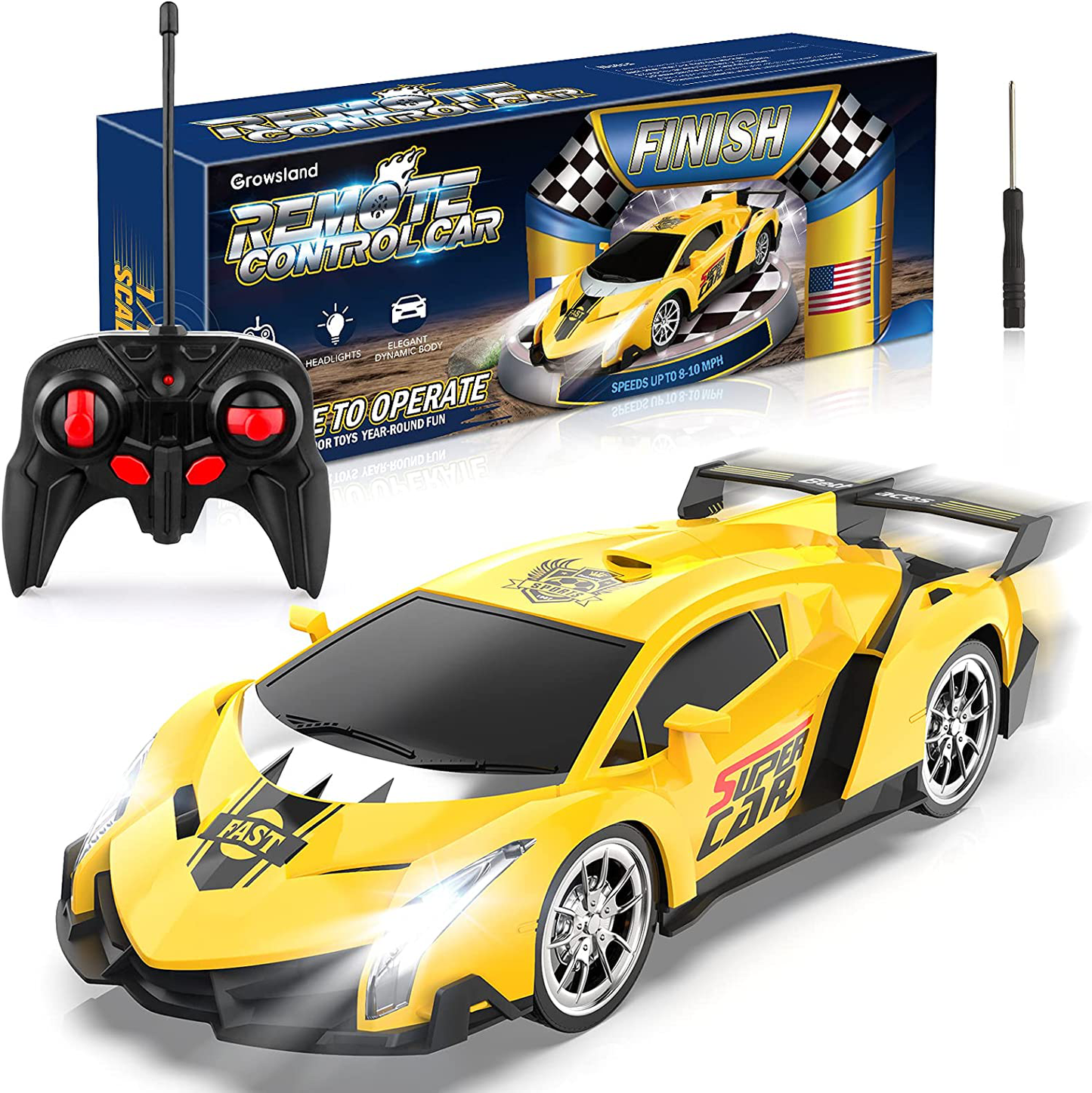 Avelena | Growsland Fernbedienungsauto Rc Autos Weihnachtsgeschenke Spielzeug Für Kinder 1/18 Elektrisch Sport Renn Hobby Rc Crawler Spielzeugauto Modell Fahrzeug Für Jungen Mädchen Erwachsene Inklusive Wiederaufladbare Batterien (Silber)