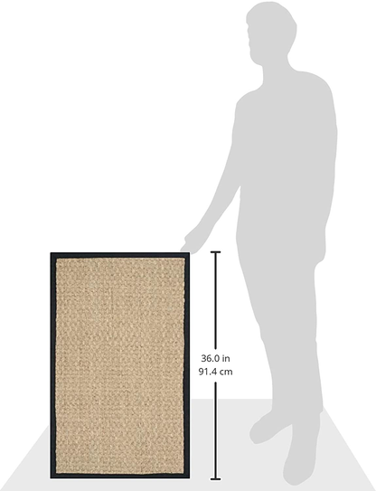 Avelena | Safavieh Naturfaser-Kollektion NF114J Border Korbgewebe Seegras Teppich, 4' x 4' Quadrat, Elfenbein