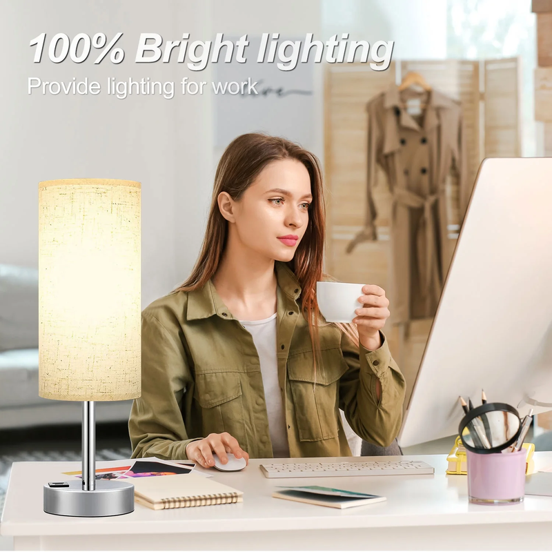 Avelena | 3 Wege Dimmbar Touchlampe, Usb C&A Schnellladeanschlüsse