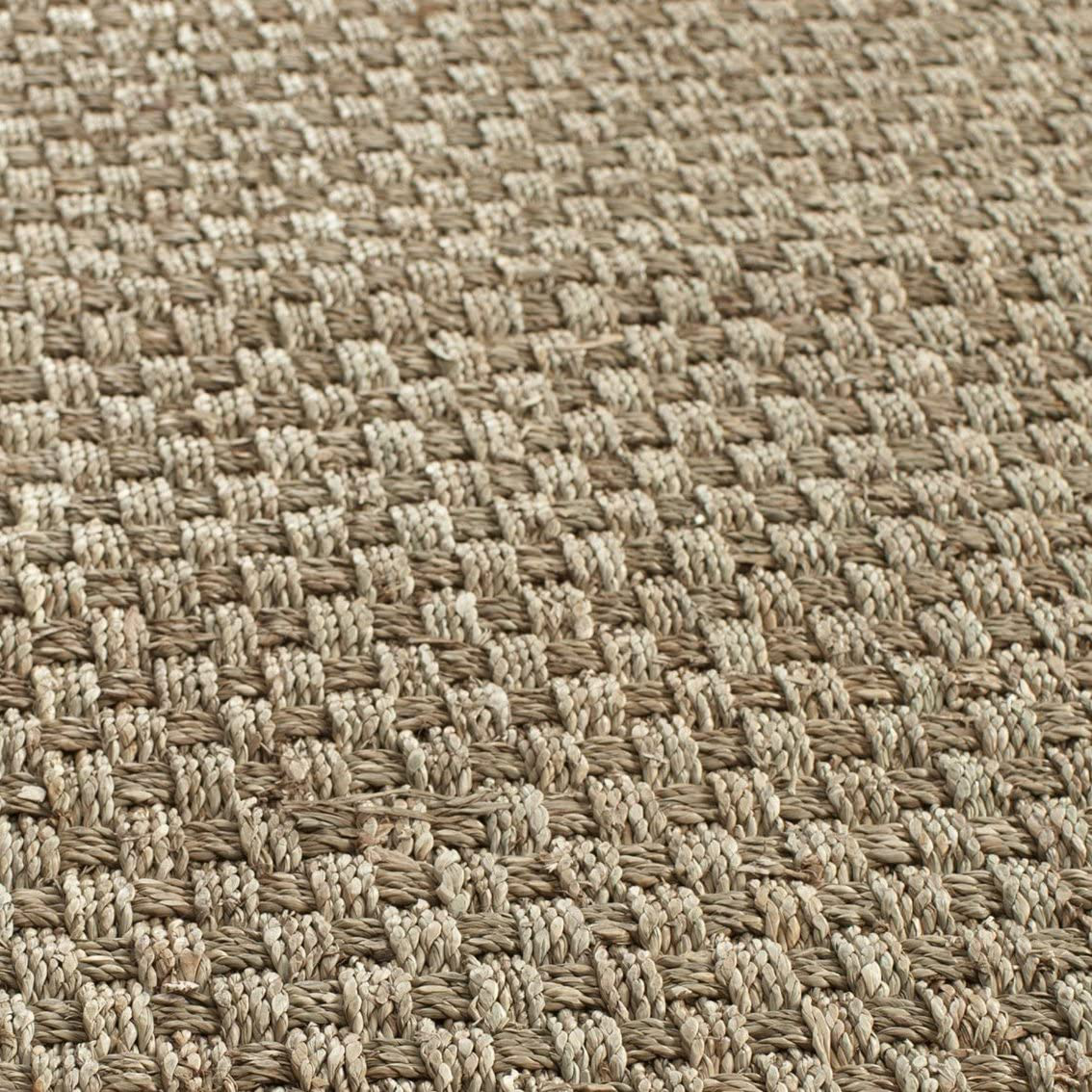 Avelena | Safavieh Naturfaser-Kollektion NF114J Border Korbgewebe Seegras Teppich, 4' x 4' Quadrat, Elfenbein