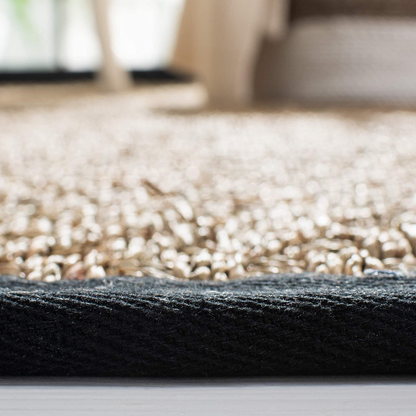 Avelena | Safavieh Naturfaser-Kollektion NF114J Border Korbgewebe Seegras Teppich, 4' x 4' Quadrat, Elfenbein