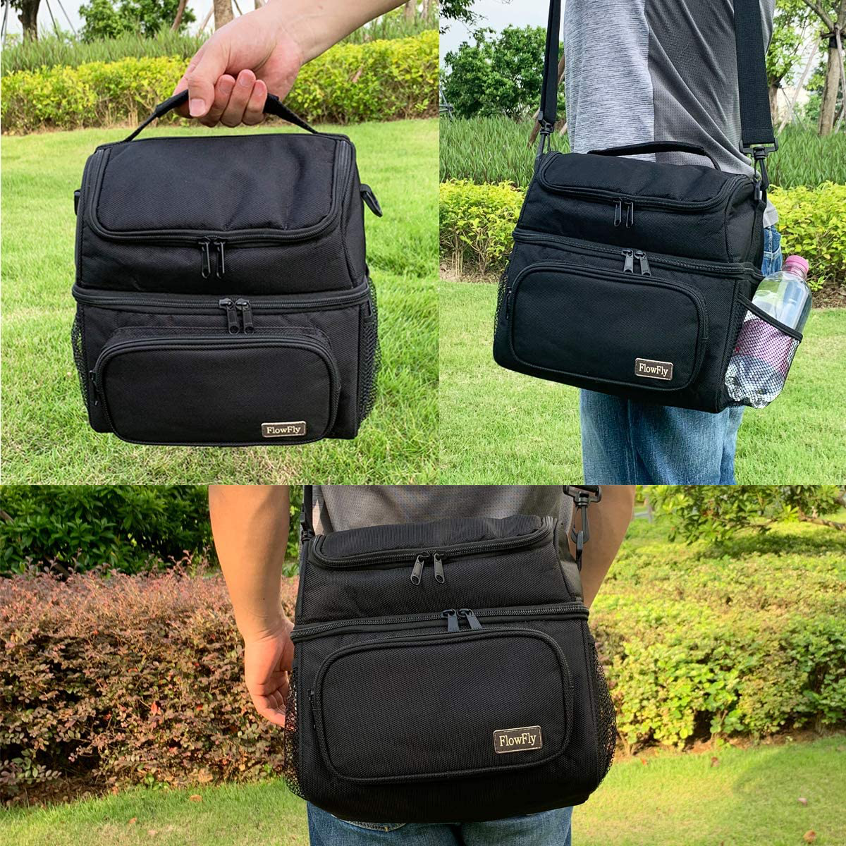 Avelena | Flowfly Kids Doppel Decker Kühler Isolierte Lunchbag Lunchbox Große Tasche Für Jungen, Mädchen, Mit Verstellbarem Gurt, Hai
