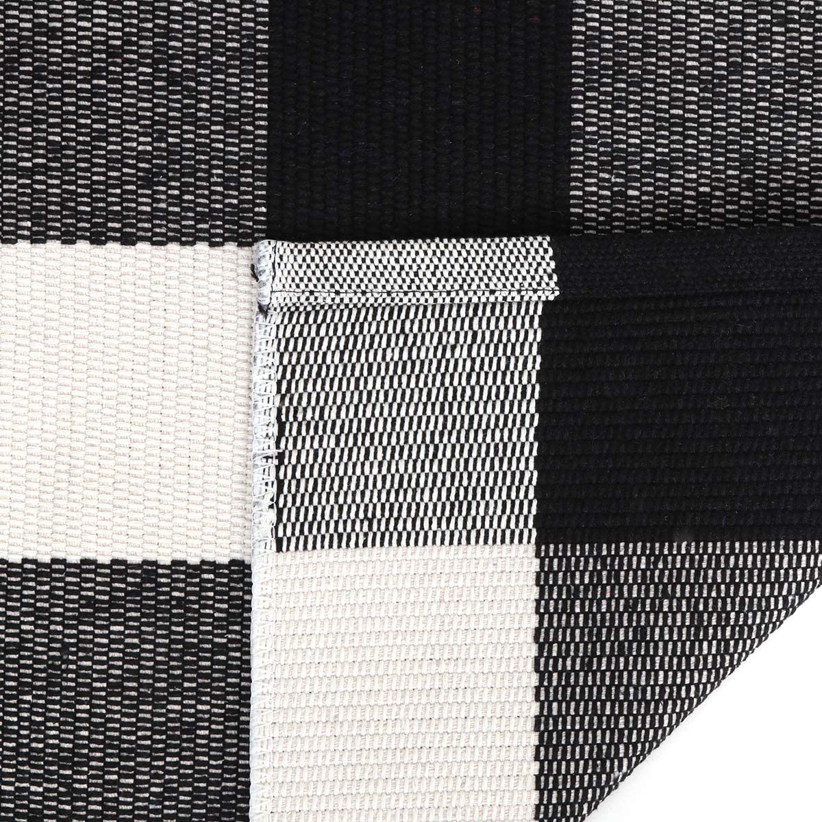 Avelena | Buffalo Check Outdoor Area Runner Fußmatte 24'' x 51'', KIMODE Schwarz/Weiß Baumwollgewebte Karomuster Bauernhaus Außenmatten, Waschbare Innenfußmatte für Front-Lay Küchen Badezimmer Wäschereien