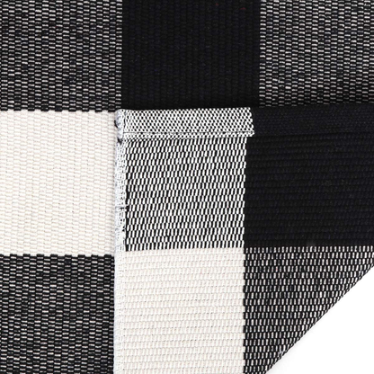 Avelena | Buffalo Check Outdoor Area Runner Fußmatte 24'' x 51'', KIMODE Schwarz/Weiß Baumwollgewebte Karomuster Bauernhaus Außenmatten, Waschbare Innenfußmatte für Front-Lay Küchen Badezimmer Wäschereien