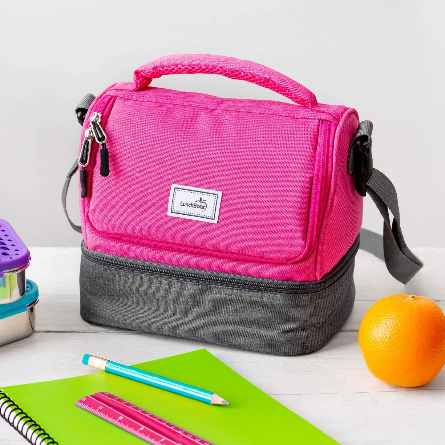 Avelena | Lunchbots Duplex Isolierte Lunchbag - Doppelte Fächerdizenz Passt Zu Lunchbots Uno, Duo, Trio, Quad, Rounds, Bento Cinco Perfekt - Geräumige Thermo-Lunchbag Für Kinder Und Erwachsene - Königsblau