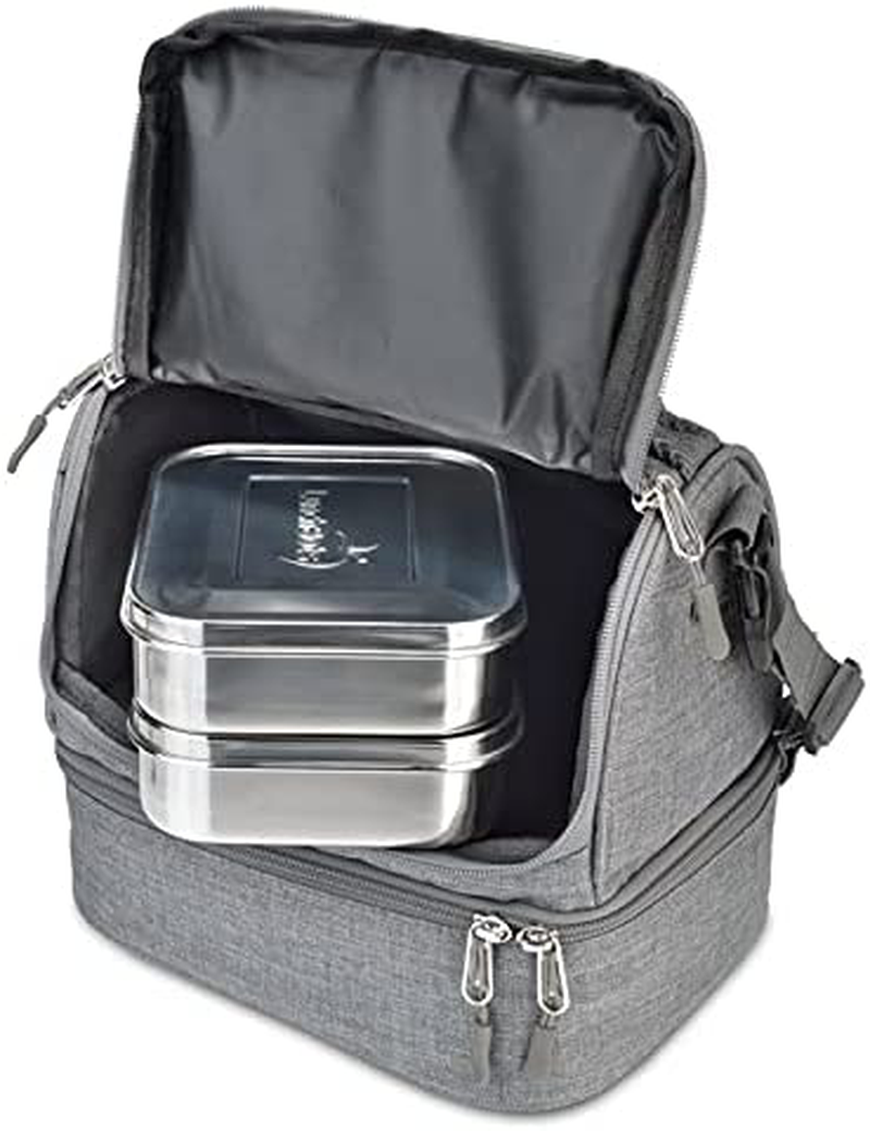 Avelena | Lunchbots Duplex Isolierte Lunchbag - Doppelte Fächerdizenz Passt Zu Lunchbots Uno, Duo, Trio, Quad, Rounds, Bento Cinco Perfekt - Geräumige Thermo-Lunchbag Für Kinder Und Erwachsene - Königsblau