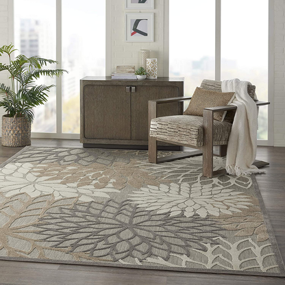 Avelena | Nourison Aloha Innen/Außenbereich Floral Rot Mehrfarbig 2'3" X 8' Bereich Teppich, (8' Läufer)