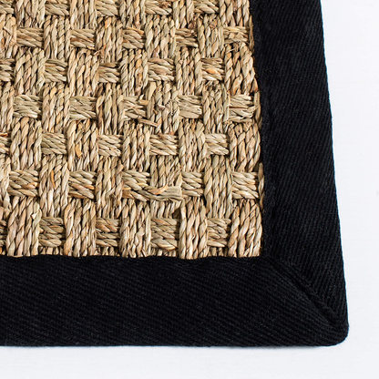 Avelena | Safavieh Naturfaser-Kollektion NF114J Border Korbgewebe Seegras Teppich, 4' x 4' Quadrat, Elfenbein