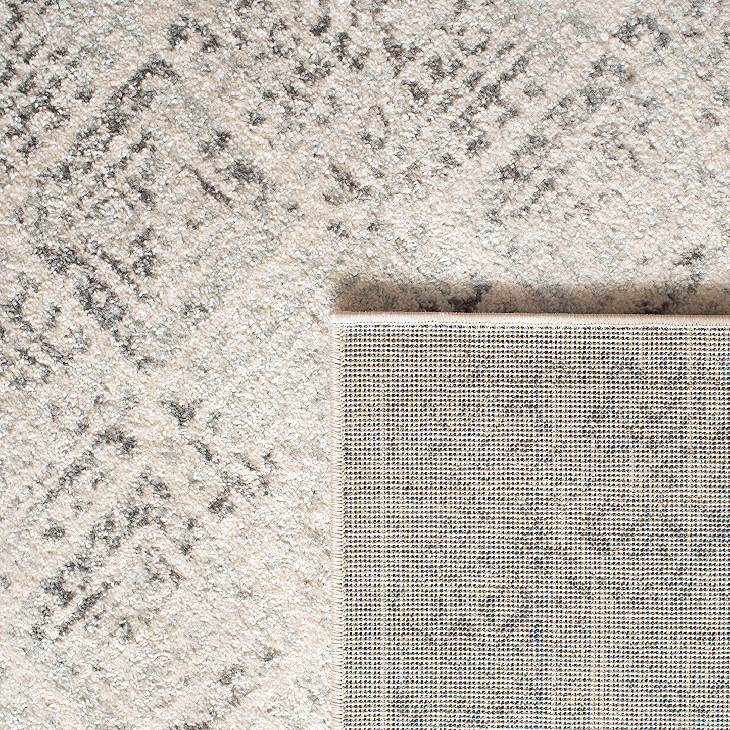 Avelena | Safavieh Tulum Collection Tul264A Marokkanisches Boho Abgenutzt Nicht-Fallendes Wohnzimmer Schlafzimmer Bereich Teppich, 5' X 5' Fransen, Elfenbein / Grau