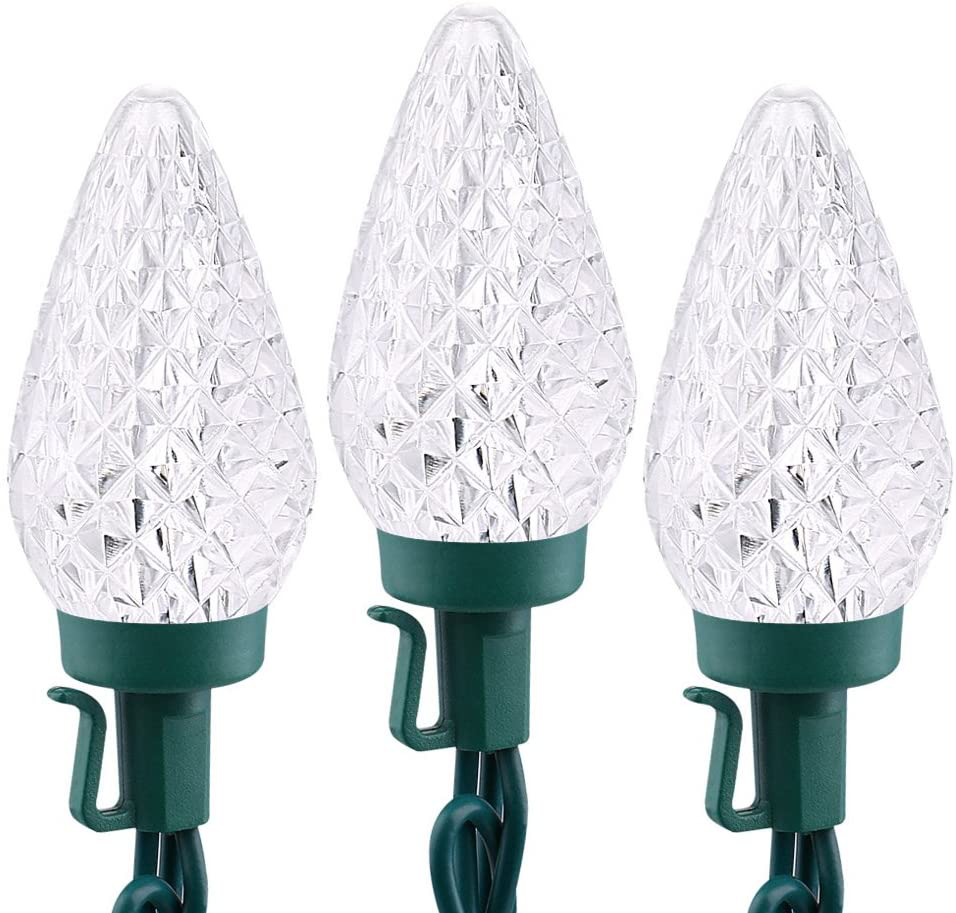 Avelena | Brizled Rote Weihnachtslichter, 16 Fuß 25 Led Facettierte C9 Weihnachtslichter, Verbindbare 120V Ul Zertifizierte Weihnachtsbaumlichter