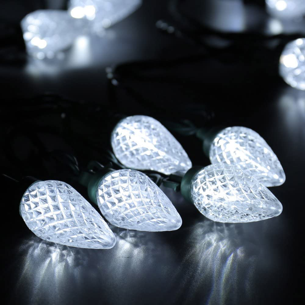 Avelena | Brizled Rote Weihnachtslichter, 16 Fuß 25 Led Facettierte C9 Weihnachtslichter, Verbindbare 120V Ul Zertifizierte Weihnachtsbaumlichter