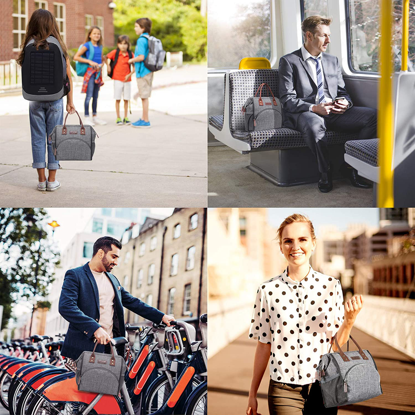 Avelena | Lokass Lunchbag Isolierte Lunchbox Breite-Offene Lunch-Tote Tasche Groß Getränkebehälter Haltbares Nylon Thermische Snacks Organizer Für Frauen Männer Erwachsene Hochschule Arbeit Picknick Reise Strand Angeln, Schwarz-Rechteckig