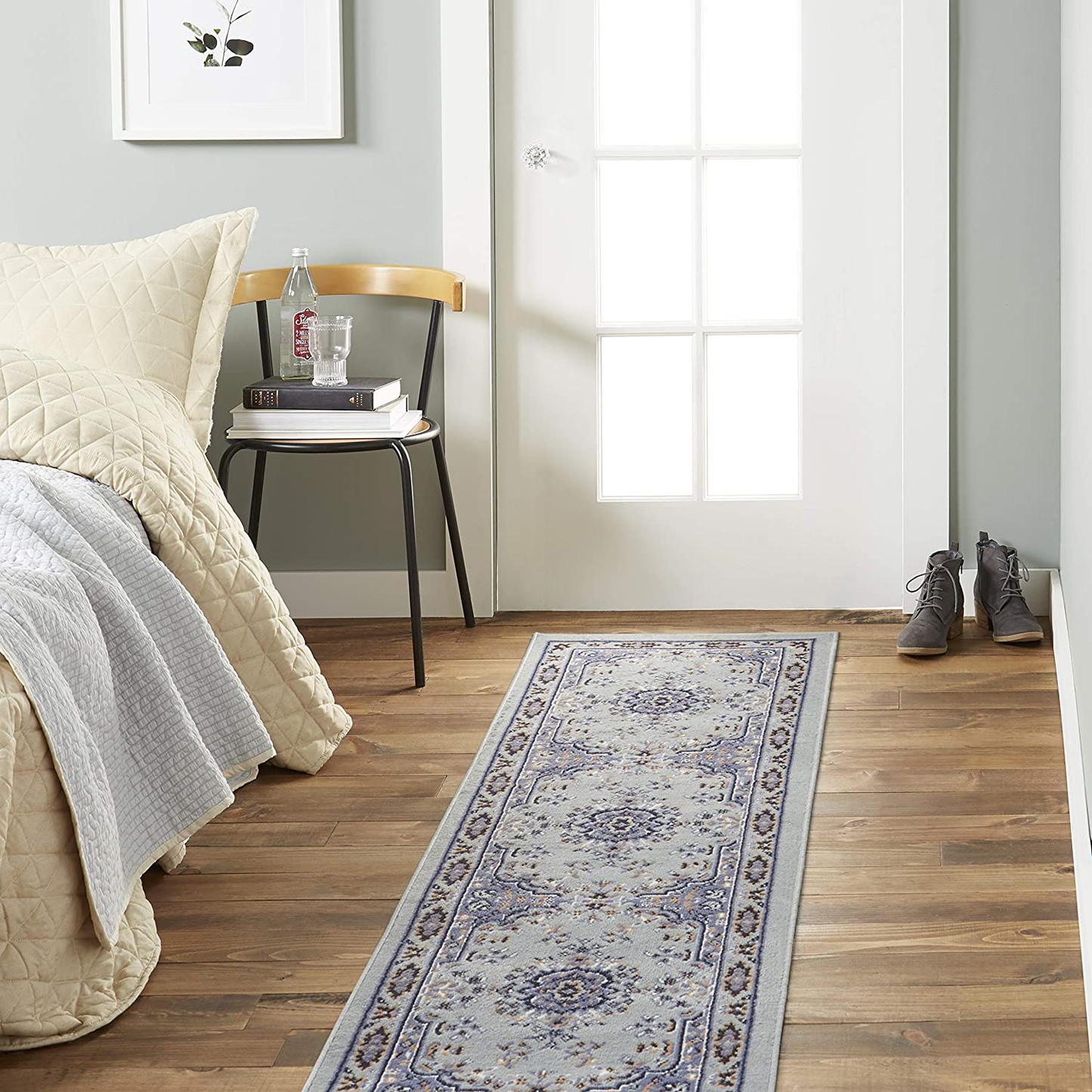 Avelena | Home Dynamix Premium Sakarya Traditionell Medaillon Bordteppich, Silber, 1'9"X7'2" Läufer
