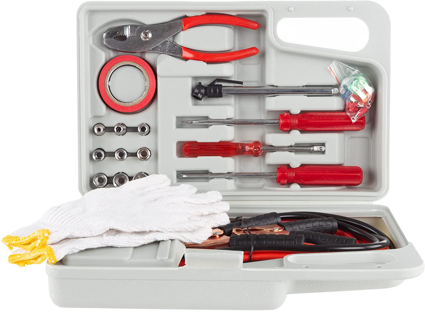 Avelena | Pannenset - 30-teiliges Set mit Tragetasche, Starthilfekabeln, Werkzeugen, Handschuhen und mehr