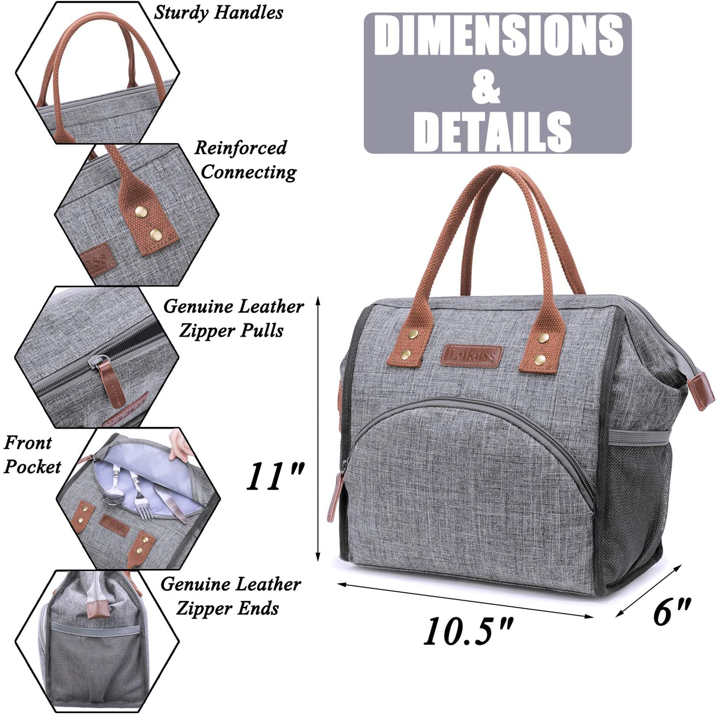 Avelena | Lokass Isolierte Lunchbox Lunch Tasche Groß Trinkbehälter Haltbares Nylon Snacks Organizer Mit Abnehmbaren Schultergurt Für Frauen Männer Erwachsene Arbeit Outdoor, Faultier