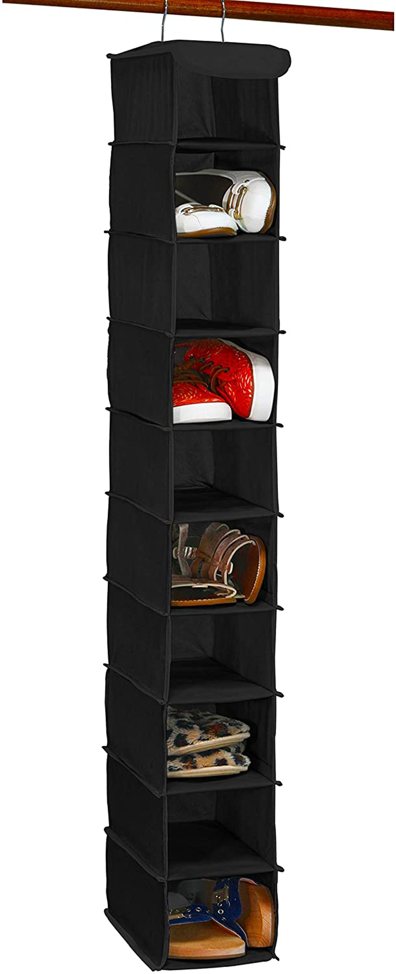 Avelena | Einfacher Hausarbeit 10 Regalbock Kleiderschrank hängender Schuh Organizer, schwarz