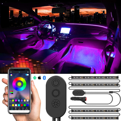Avelena | Sunpie Auto-Innenraum Licht, Auto-Streifen Licht Mit App Und Fernbedienung Wasserdichte Led Atmosphäre Auto Licht Kommt Mit 48 Led Chips 8,8Ft Länge Innenlicht Mit Dc 12V Auto-Ladegerät Synchronisieren Mit Musik