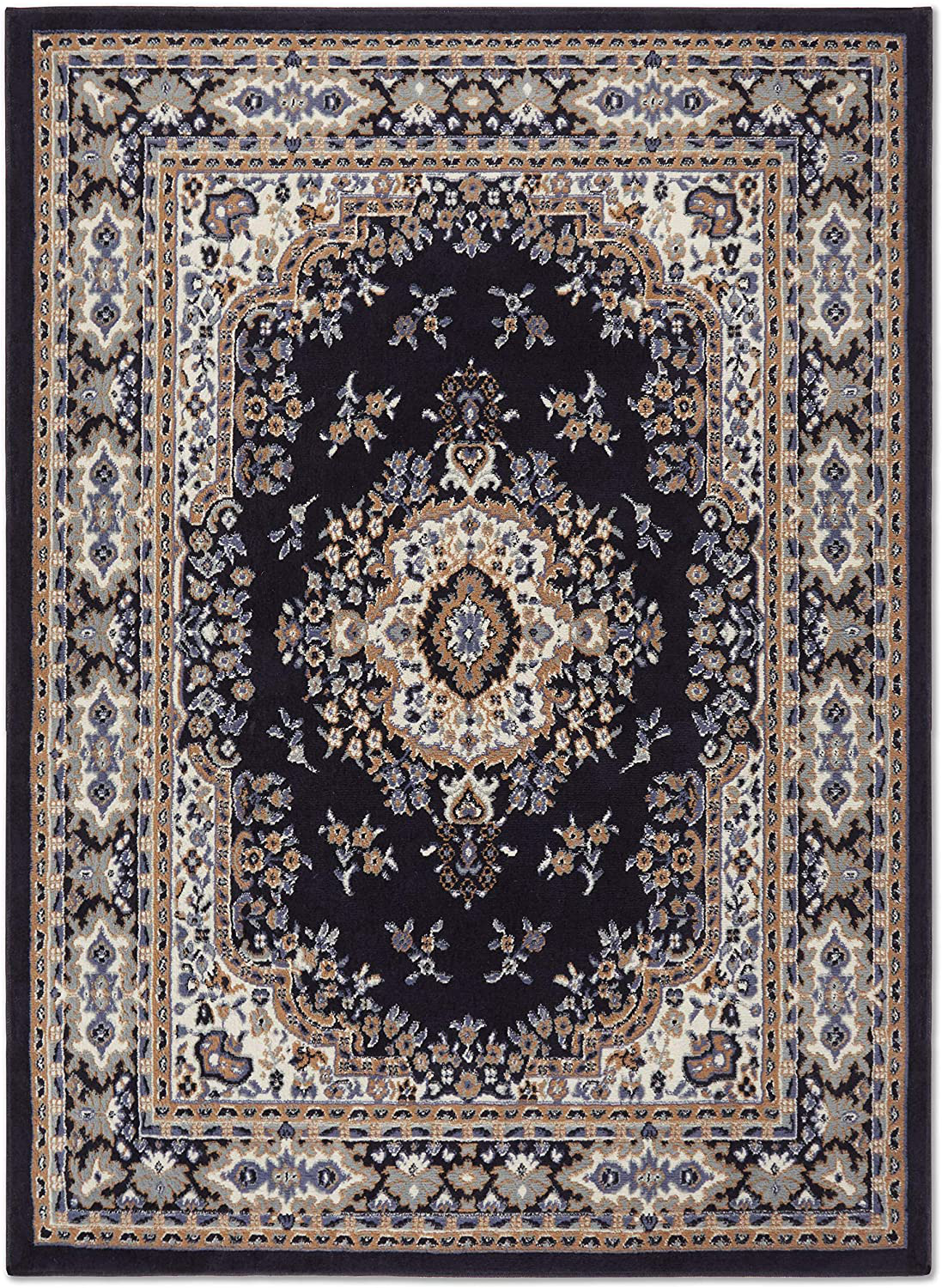 Avelena | Home Dynamix Premium Sakarya Traditionell Medaillonrand Teppich, Mitternachtsblau, 1'9"X7'2" Läufer