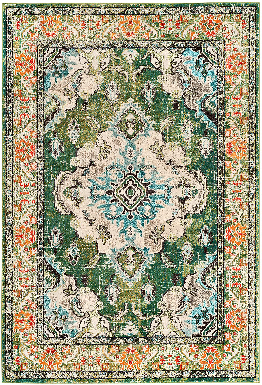 Avelena | Safavieh Monaco Kollektion MNC243D Boho Chic Medaillon Abgenutzt Nicht schütten Fleckenresistent Wohnzimmer Schlafzimmer Läufer, 2'2" x 8', Pink / Mehrfarbig