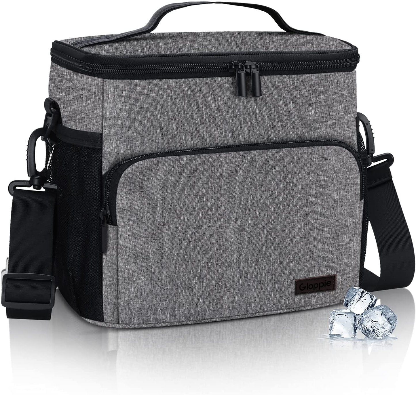 Avelena | Auslaufsicherer Lunchbag Für Männer Frauen Lunchkühler Tasche Isolierte Lunchbox Organizer Große Lunchbeutel Mit Verstellbarem Schulterriemen Erwachsene Wiederverwendbare Lunchbag Arbeit Picknick (Grau), Von Gloppie