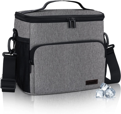 Avelena | Auslaufsicherer Lunchbag Für Männer Frauen Lunchkühler Tasche Isolierte Lunchbox Organizer Große Lunchbeutel Mit Verstellbarem Schulterriemen Erwachsene Wiederverwendbare Lunchbag Arbeit Picknick (Grau), Von Gloppie