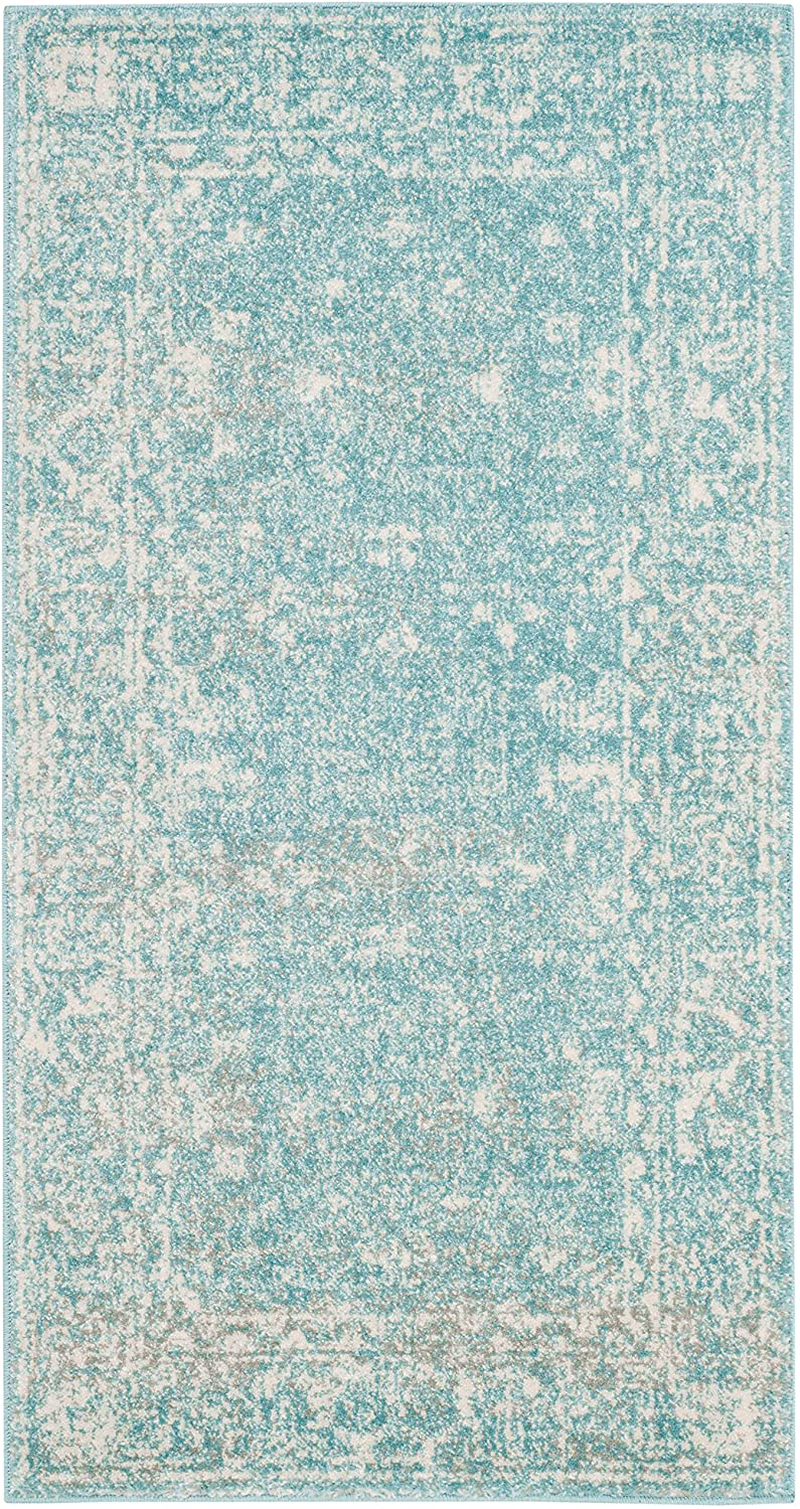 Avelena | Safavieh Evoke Kollektion Evk270D Shabby Chic Abgenutzt Nicht-Shedding Fleckenresistenter Wohn- Und Schlafzimmer Akzentteppich, 2'2" X 4', Helles Blau / Elfenbein