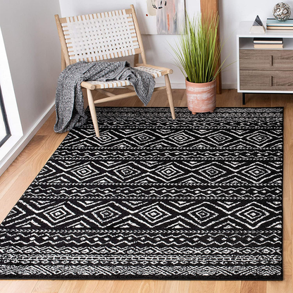 Avelena | Safavieh Tulum Collection Tul267N Marokkanisches Boho Abgenutzt Non-Shedding Wohnzimmer Schlafzimmer Esszimmer Home Office Bereich Teppich, 5'3" X 7'6", Marineblau / Elfenbein
