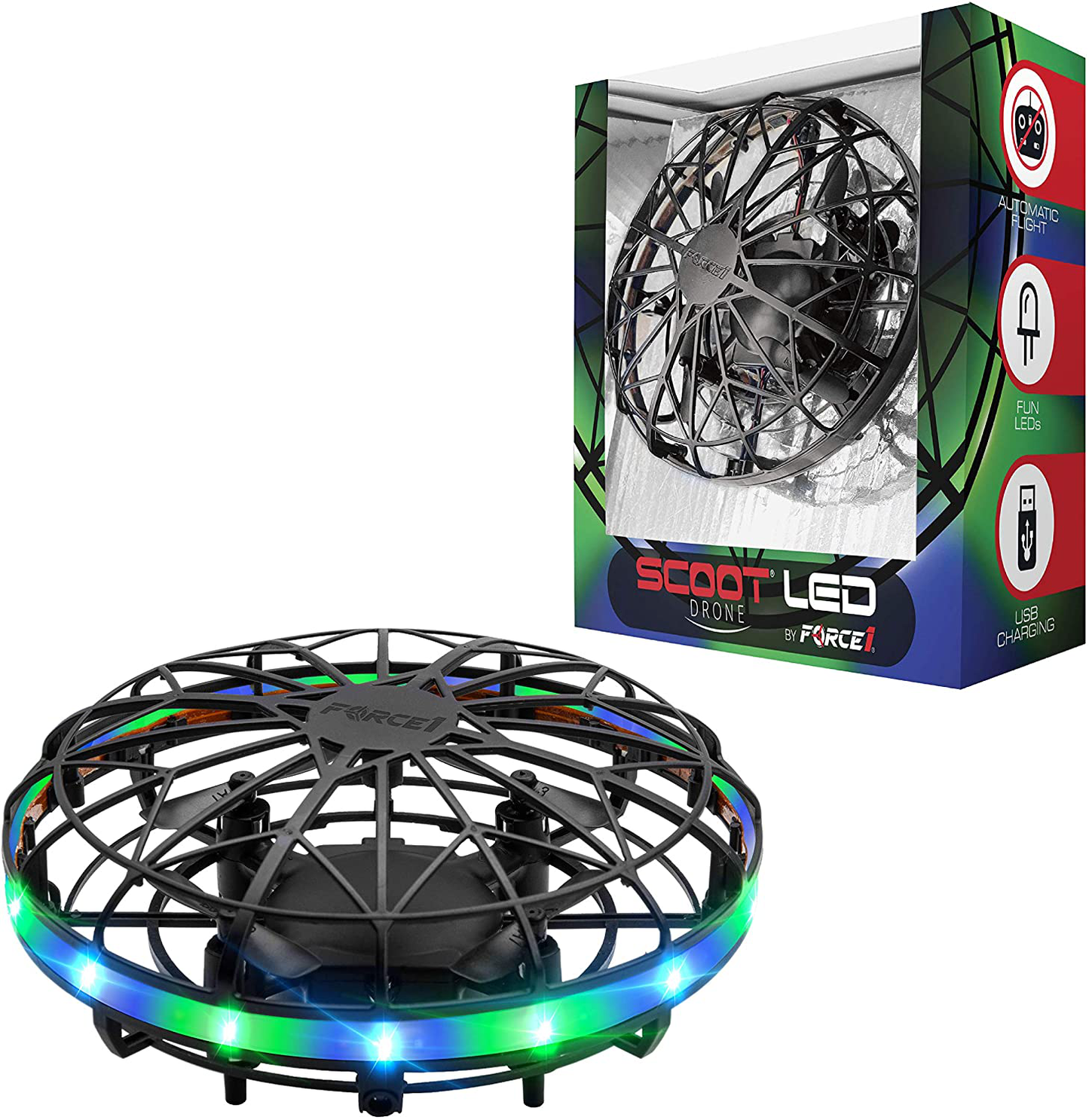 Avelena | Force1 Scoot Led Handbediente Drohne Für Kinder Oder Erwachsene - Hands-Free Bewegungssensor Mini Drohne, Einfache Innenraum Kleine Ufo Spielzeug Fliegende Ball Drohne Spielzeug Für Jungen Und Mädchen (Rot/Blau)