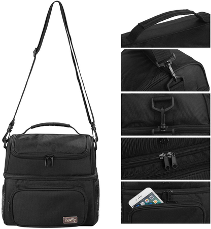Avelena | Flowfly Kids Doppel Decker Kühler Isolierte Lunchbag Lunchbox Große Tasche Für Jungen, Mädchen, Mit Verstellbarem Gurt, Hai