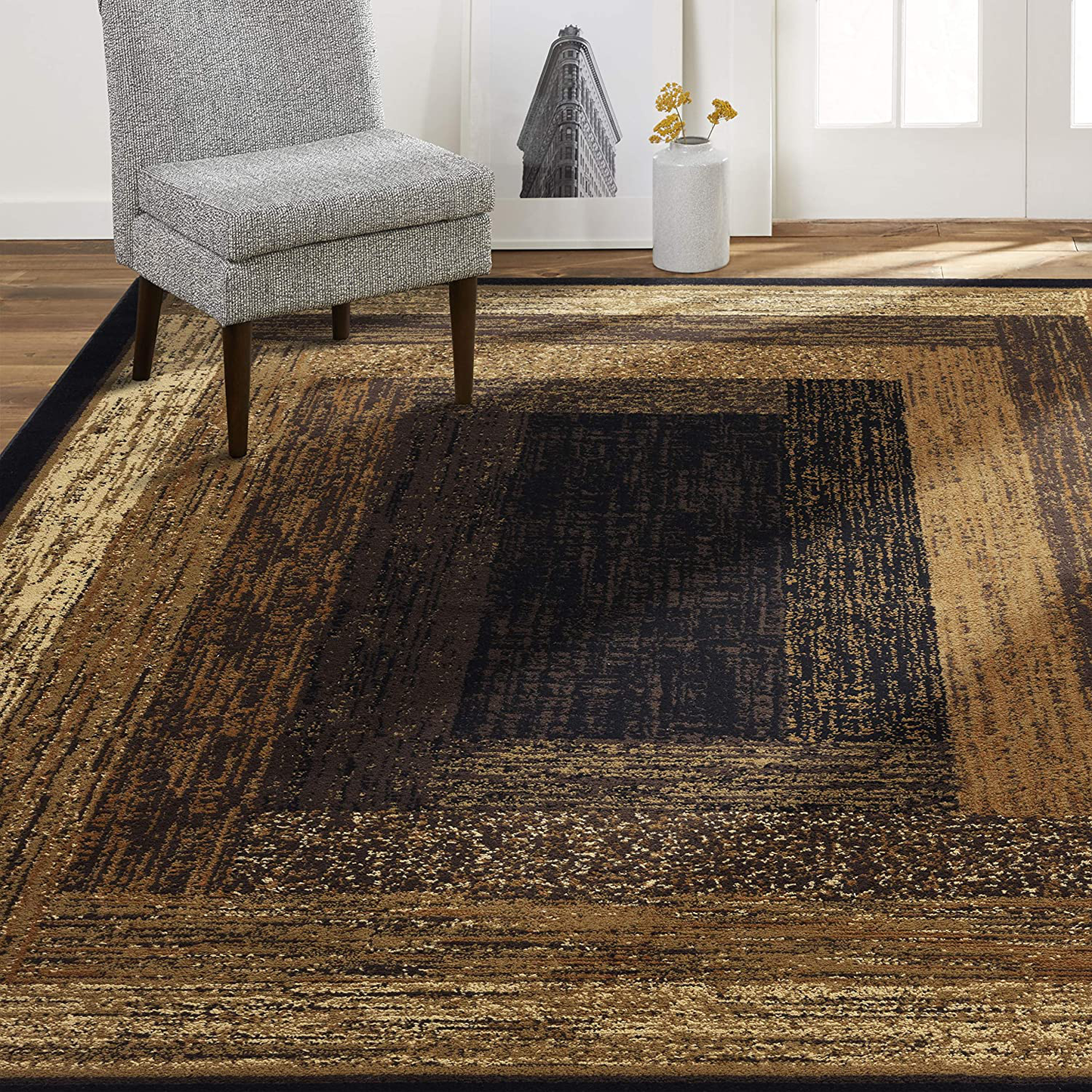 Avelena | Home Dynamix Royalty Vega Moderne Moderne Bereich Teppich, Schwarz/Beige, 43"X62" Rechteck