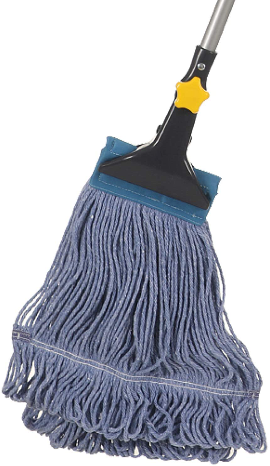 Avelena | Yocada Looped-End String Wischmop Schwerlast Baumwollmop Gewerbliche Industrielle Qualität Eisenstangenklemme Bodenreinigung 52 Zoll lang