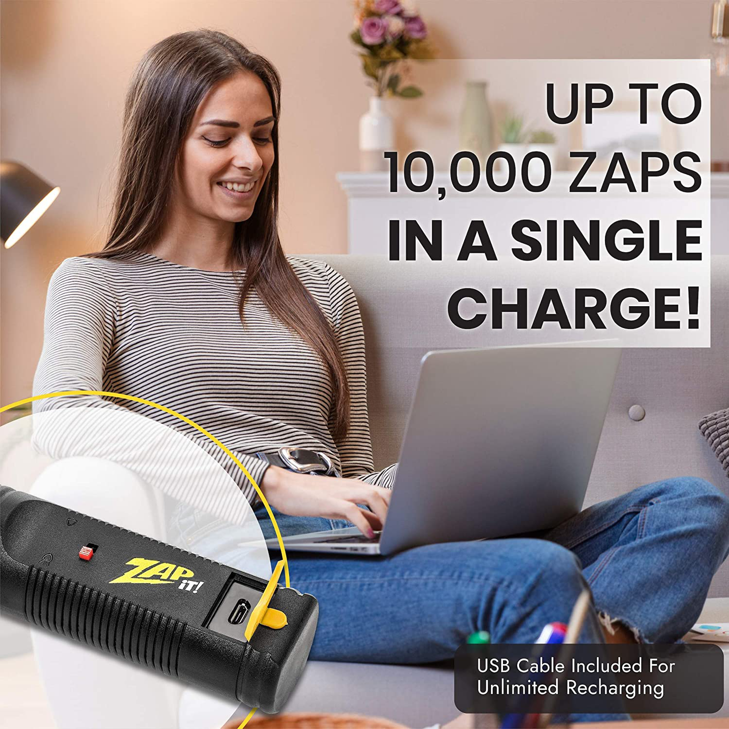 Avelena | Zap It Bug Zapper Wiederaufladbarer Bug Zapper Raclette, 4.000 Volt, Usb Ladekabel, 2 Packung