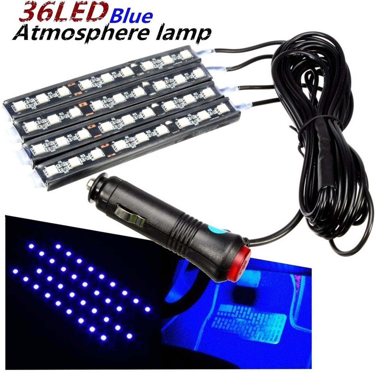 Avelena | Rgb Innenleuchten, 2-In-1 Design 4 Stück 48 Led App Steuerung, Fernbedienung, Musikmodus, Diy-Modus, Szenenmodus, Dc 12V