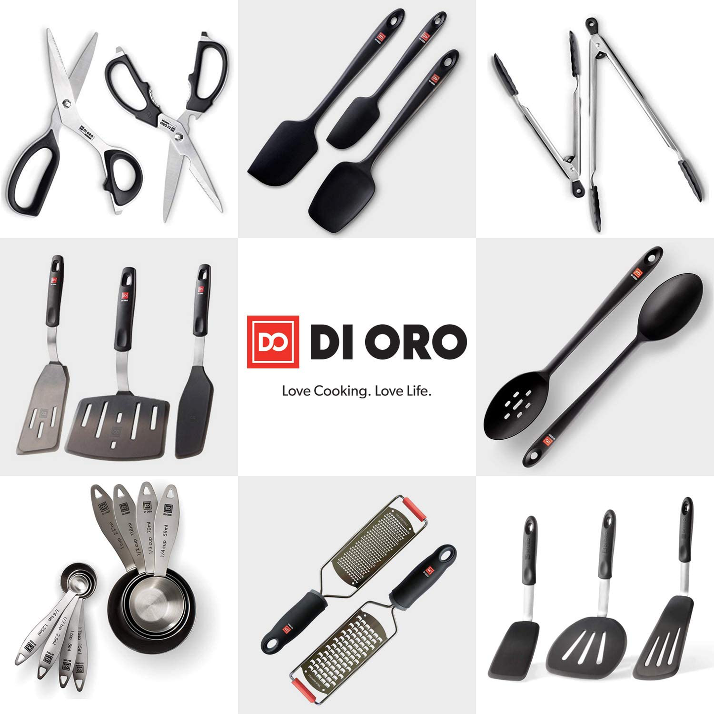 Avelena | Di Oro Nahtlos Serie 3-Teilig Silikon Schöpfset - 600°F Hitzebeständig Antihaft Gummi Küchenpalette Für Kochen, Backen Und Mischen – Bpa-Frei Und Lfgb-Zertifiziert Silikon (Schwarz)