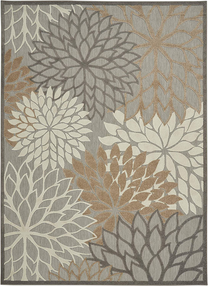 Avelena | Nourison Aloha ALH05 Innen/Außen Floral Grün 3'6" x 5'6" Teppich (4'x6')