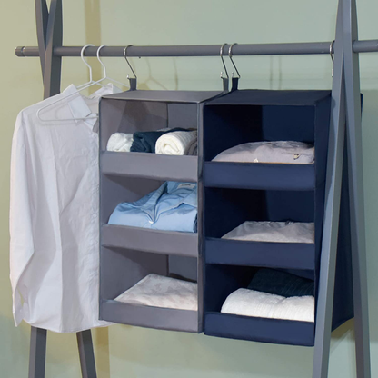Avelena | OMA SAGT 3-Regal hängender Kleiderorganisator, klappbare hängende Regale für den Kleiderschrank, hängender Organizer für das Kinderzimmer, hellblau, 28,9" H X 12,2" B X 12,2" T, 1-Pack