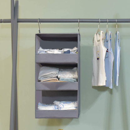 Avelena | OMA SAGT 3-Regal hängender Kleiderorganisator, klappbare hängende Regale für den Kleiderschrank, hängender Organizer für das Kinderzimmer, hellblau, 28,9" H X 12,2" B X 12,2" T, 1-Pack