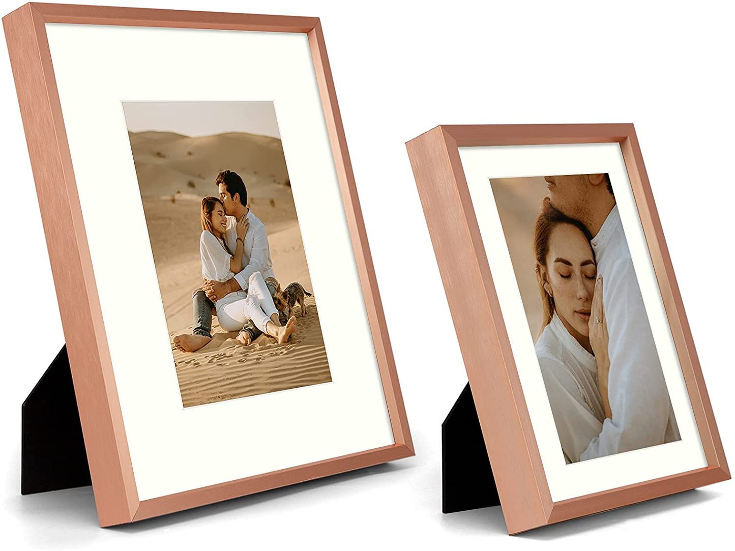 Avelena | Frametory, Aluminium Bilderrahmen Set Von 7 - Rose Gold Galerie Wandkit - Zeigt Ein 11X14, Zwei 8X10 Und Vier 5X7 Zoll Bilder Für Wohnkultur