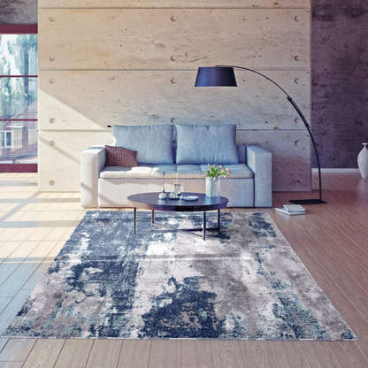 Avelena | Luxe Weavers Teppiche – Euston Moderne Teppiche Mit Abstrakten Mustern 7681 – Mittel Hochflor Teppich, Dunkelblau, Hellblau / 4 X 5