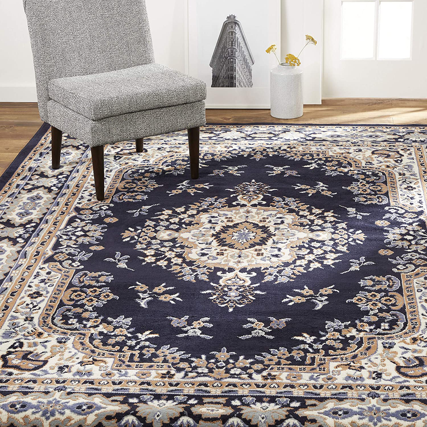 Avelena | Home Dynamix Premium Sakarya Traditionell Medaillon Bordteppich, Silber, 1'9"X7'2" Läufer