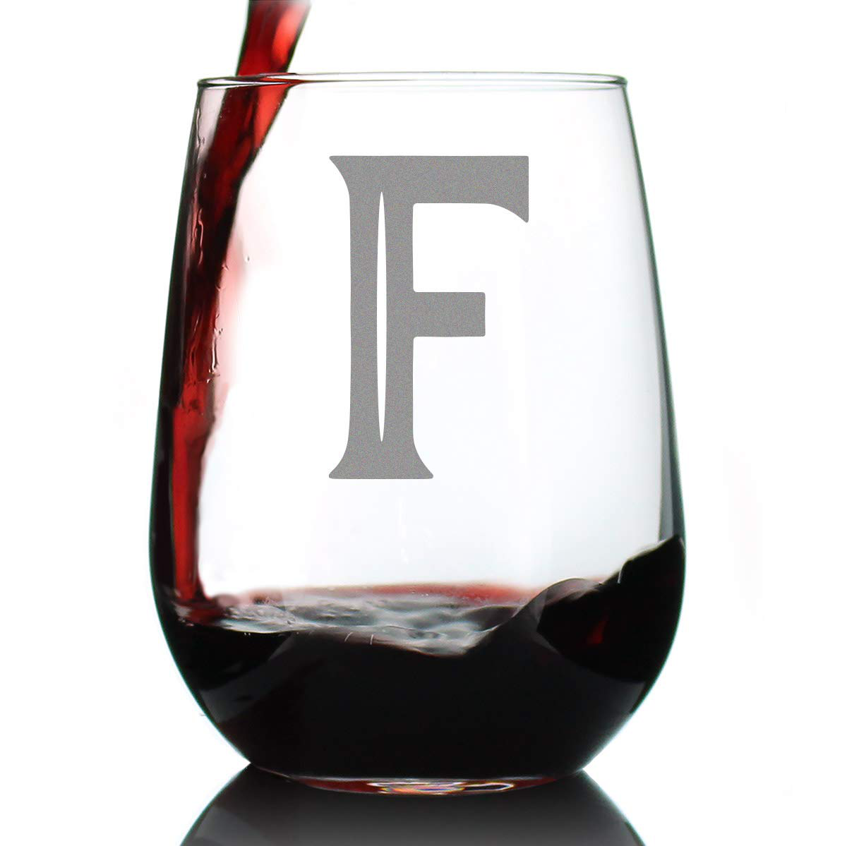 Avelena | Monogram Fet Buchstabe M - Ohne Stiel Weinglas - Personalisierte Geschenke für Frau und Mann - Großes graviertes Glas