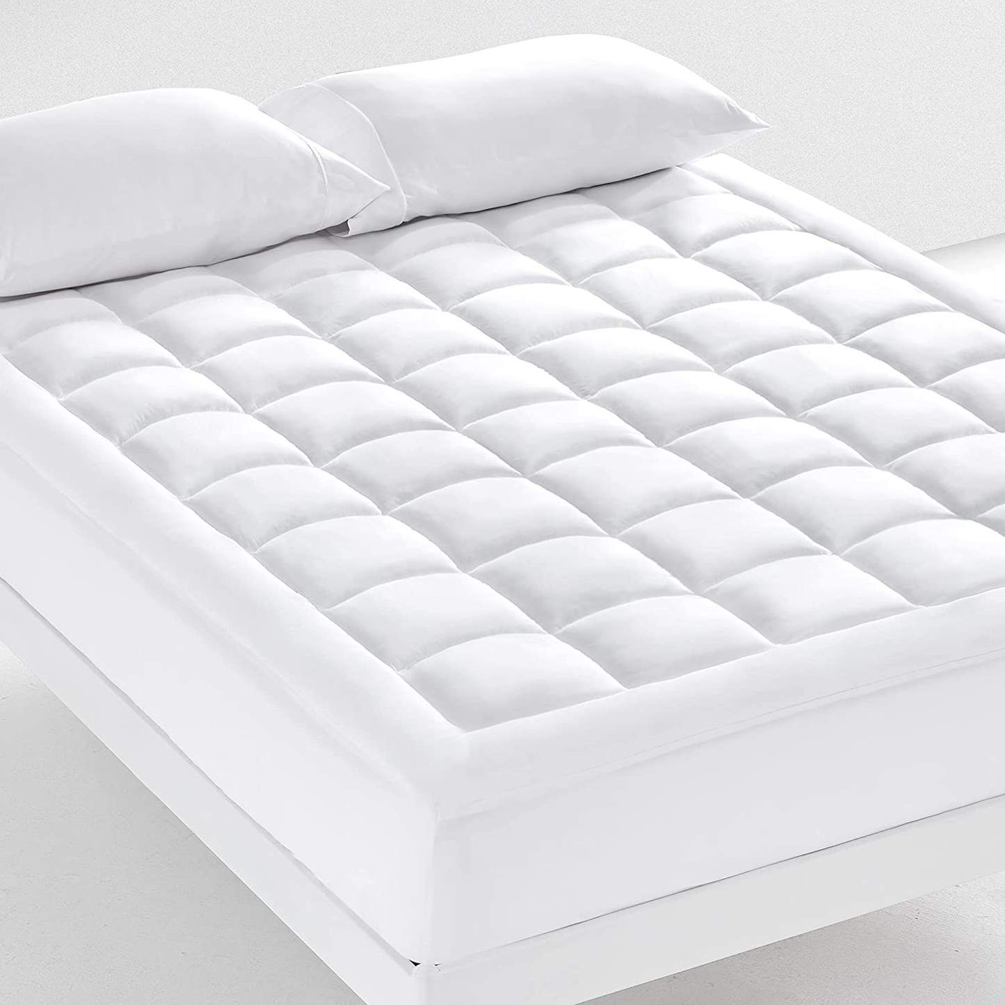 Avelena | Sonive Gesteppter Matratzenauflage Weiches Flauschiges Kissenbezug Matratzenbezug Alternative Füllung Topper Dehnt Sich Bis Zu 21 Zoll Tiefer Tasche (Weiß, Twin Xl)