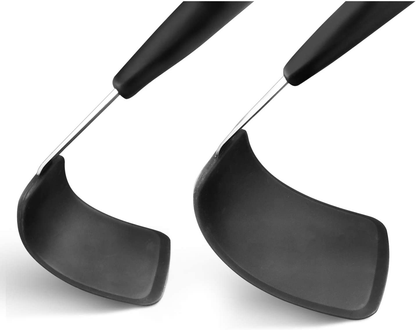 Avelena | Unicook 2er-Pack Flexible Silikonspachtel, Wender, 600F Hitzebeständig, Ideal zum Wenden von Eiern, Burgern, Crêpes und mehr, Schwarz