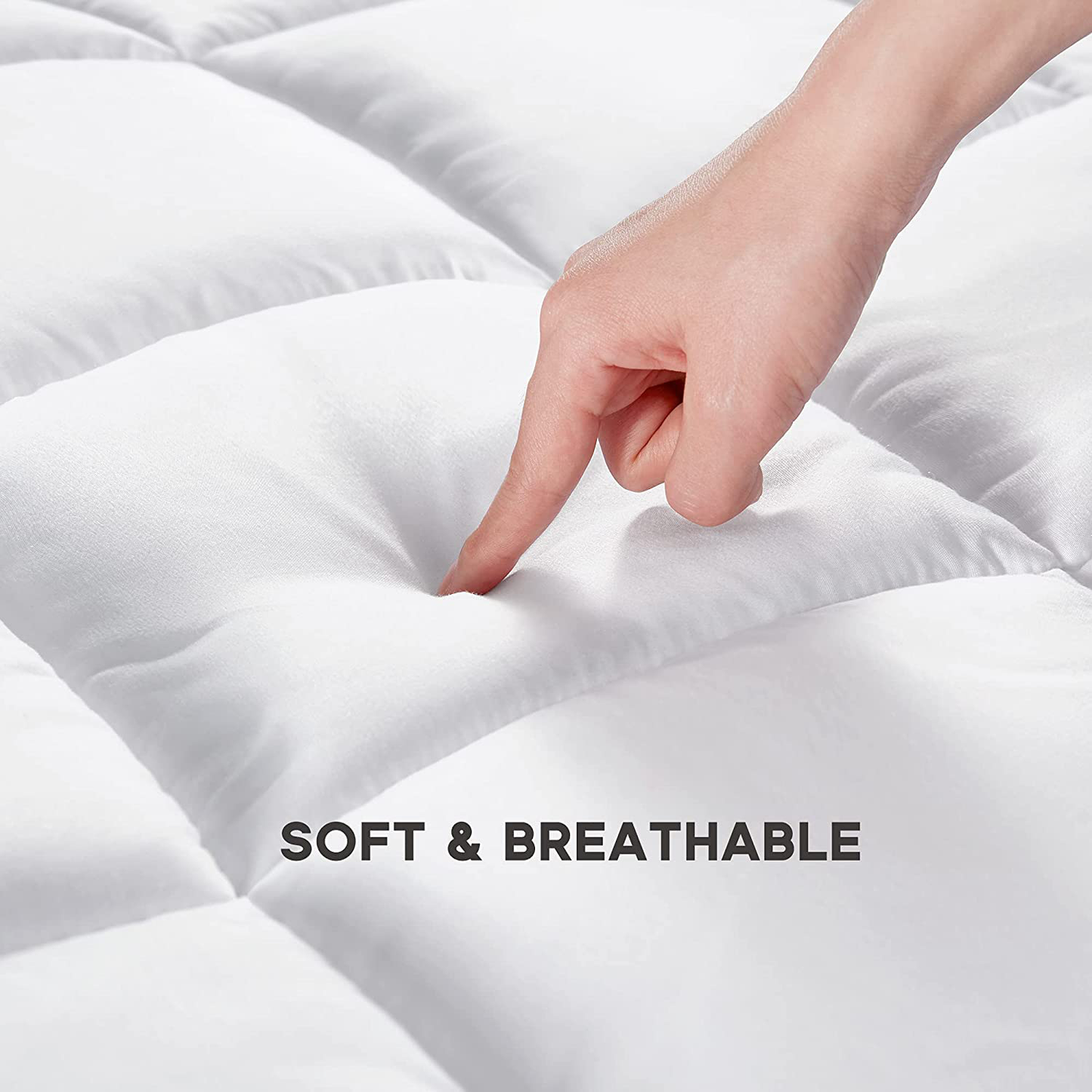 Avelena | Sonive Gesteppter Matratzenauflage Weiches Flauschiges Kissenbezug Matratzenbezug Alternative Füllung Topper Dehnt Sich Bis Zu 21 Zoll Tiefer Tasche (Weiß, Twin Xl)