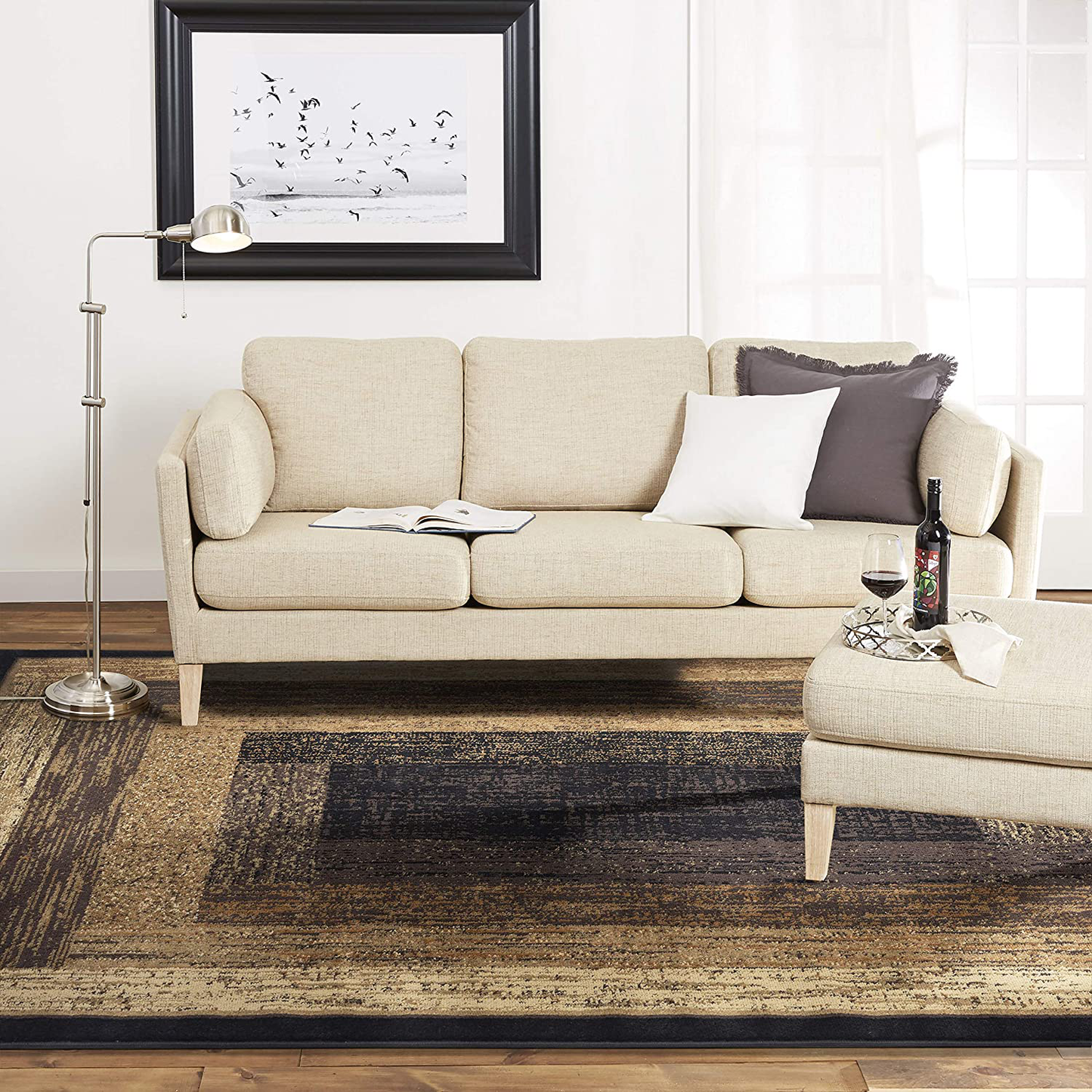 Avelena | Home Dynamix Royalty Vega Moderne Moderne Bereich Teppich, Schwarz/Beige, 43"X62" Rechteck