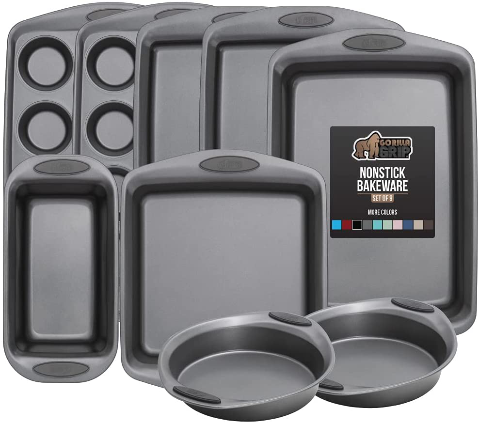 Avelena | Multipack Gorilla Grip Backutensilien Sets, Antihaft, Schwerlast Carbonstahl