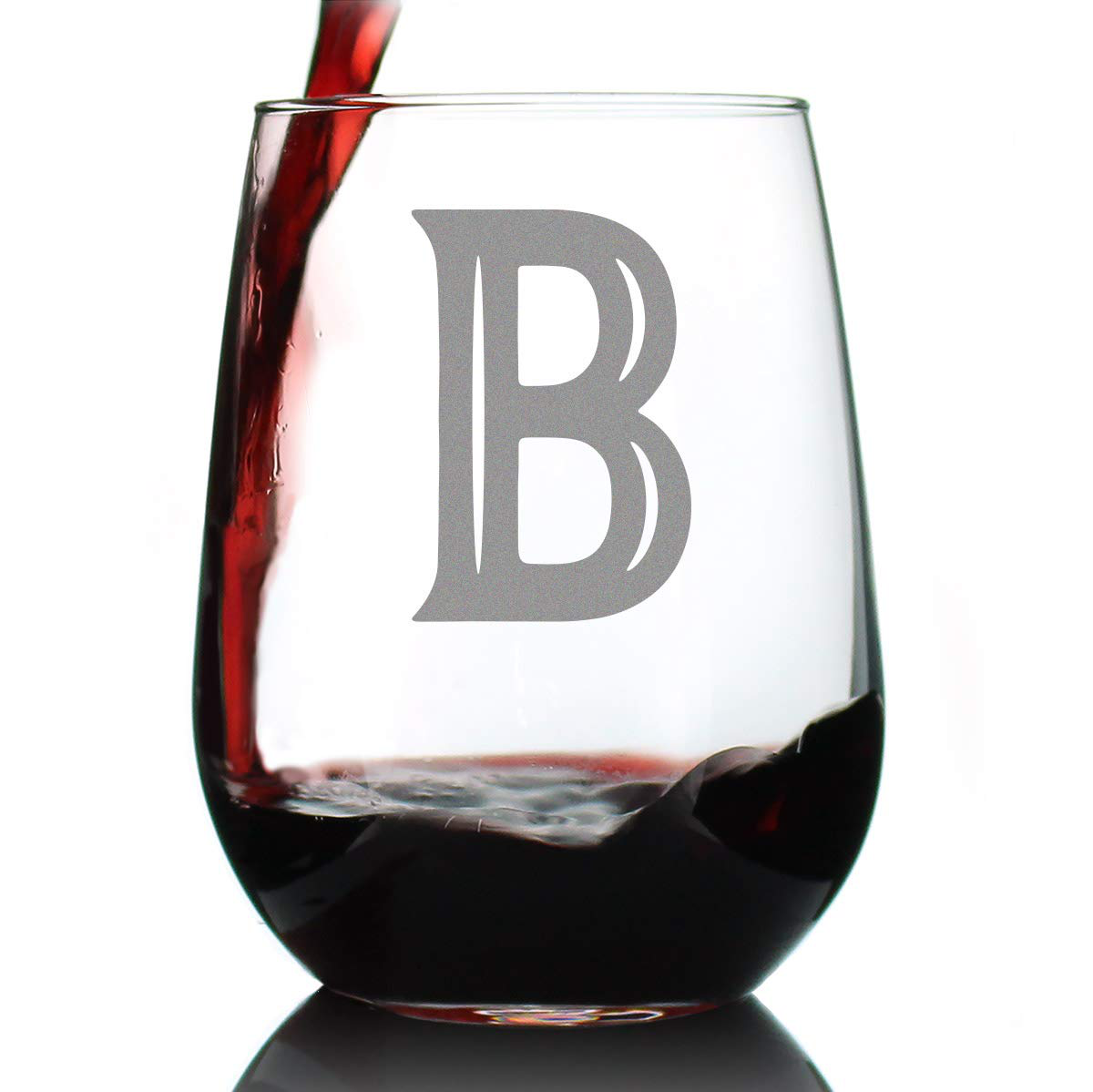 Avelena | Monogram Fet Buchstabe M - Ohne Stiel Weinglas - Personalisierte Geschenke für Frau und Mann - Großes graviertes Glas