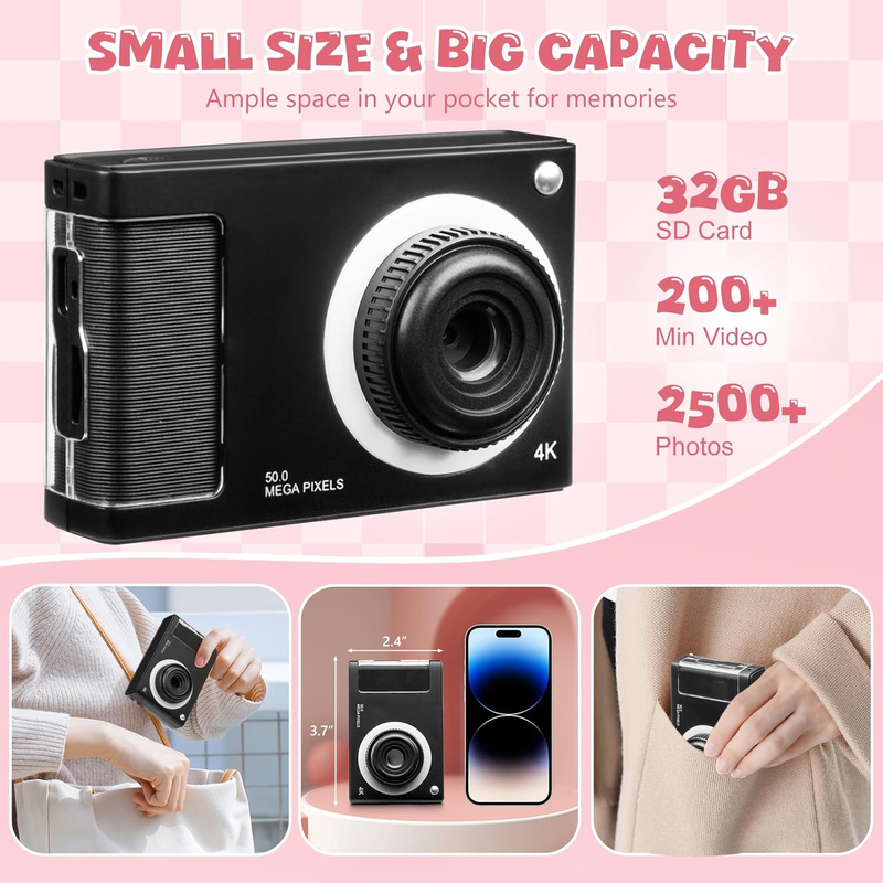 Avelena | 1080P Kinderkamera Mit 32Gb Karte, 48Mp 8X Zoom Digitalkamera Zum Tippen Und Fotografieren
