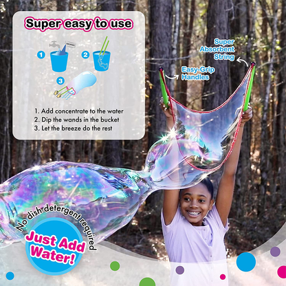 Avelena | Wowmazing Gigantische Blasen Stab Set: (4-Teilig Set) | Inkl. Stab, Großes Blasen Konzentrate Und Tipps & Tricks Heft | Outdoor Spielzeug Für Kinder, Jungen, Mädchen | Blasen Hergestellt In Den Usa - Standard Set